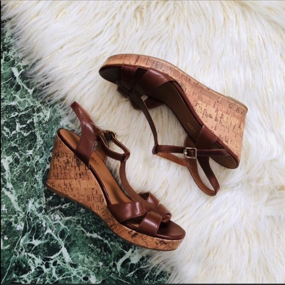 Franco Sarto “Milby” Cork Wedge Sandals